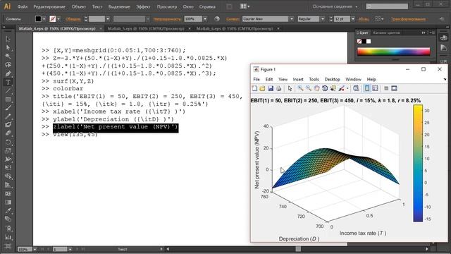 Построение трехмерных графиков в Matlab