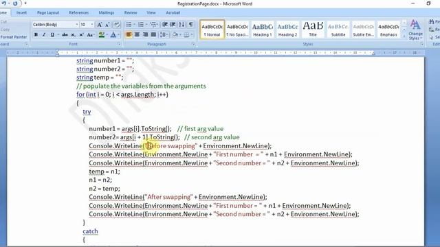 C# program to swap numbers of command line arguments смотреть онлайн