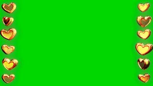 Футаж Сердечки золотые хромакей