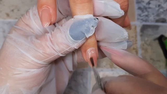 *163*Коррекция Ногтей Гелем.Миндаль.День Влюбленных.Дизайн Градиент,Поталь,Паутинка.