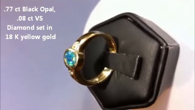 Black Opal .77 ct and Diamond Ring at Kohala Goldsmiths смотреть онлайн