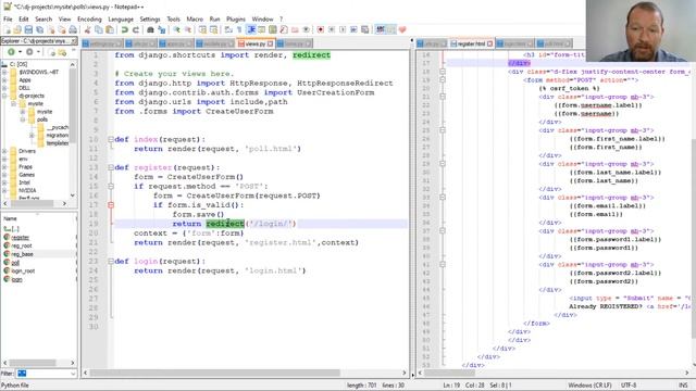 Python Basics Tutorial Django Moving From Register to Login Using Redirect and HttpResponseRedirect