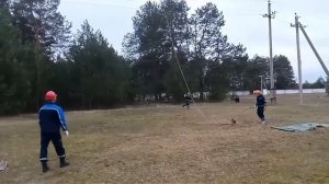 Спасение пострадавшего. Наброс на ВЛ-10 кВ.
