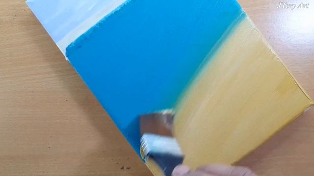 Easy To Paint Golden Sand Beach / Acrylic painting For Beginner смотреть онлайн