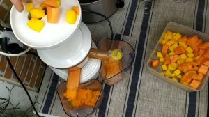 Тыквенно-морковный сок в шнековой соковыжималке