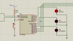 Semaforo doble en Proteus con PIC16F84A