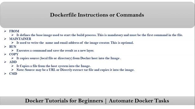 Docker Tutorials for Beginners | List of Dockefile Instructions or Commands смотреть онлайн