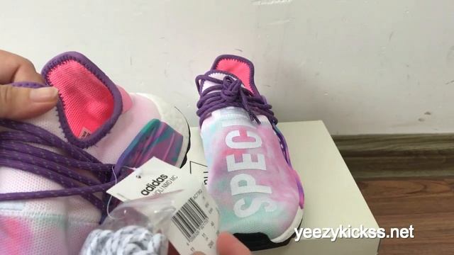 Pharrell x Adidas HU Race Rainbow Holi Festival Pink HD review:yeezykickss.net смотреть онлайн