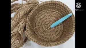 Корзинка из джута с деревянной крышкой\вязание крючком