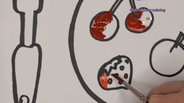 Рисунок и Раскраска??? Тарелка с Фруктами для детей. Шаг за шагом. #drawing смотреть онлайн