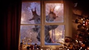 Зимняя пред новогодняя заставка первого канала (2020-2021 #2 белки и жираф)