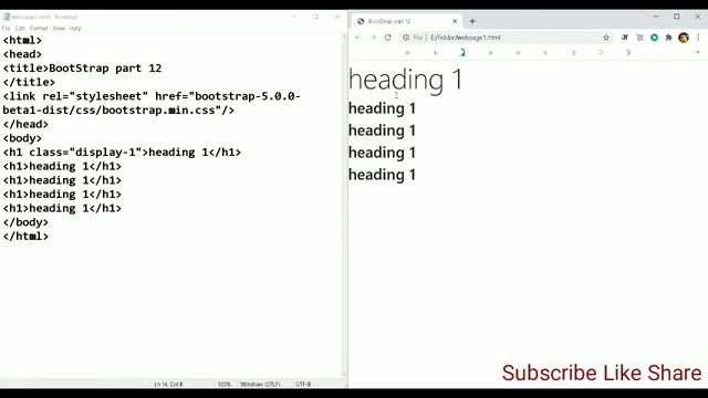 Bootstrap part 16 | How to use display heading classes using bootstrap
