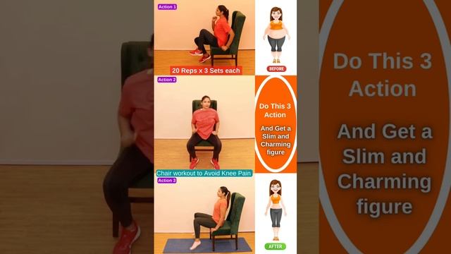 Chair workout to Avoid Knee Pain. #homeworkout #workout #fitness #exercise #fit #training