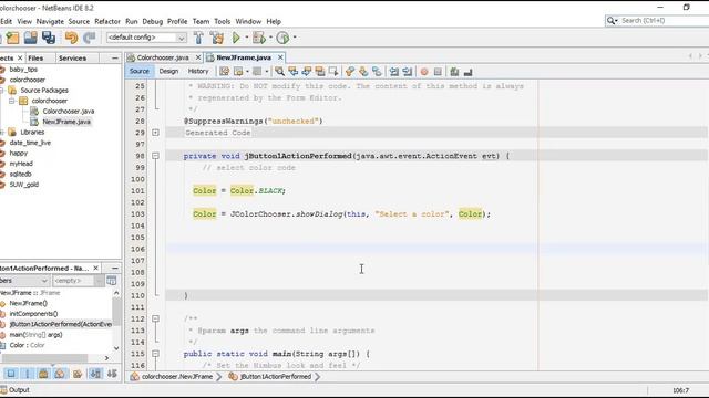 JAVA NetBeans Color Chooser select colors in java Tutorial | java for beginners Tutorial