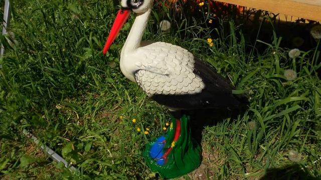 Садовая фигура Аист купить для ландшафтного дизайна сада дачного участка дома коттеджа смотреть онлайн