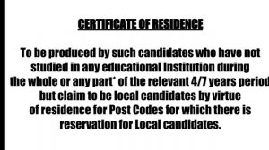 Certificate of Residence and Local Candidate Certificate