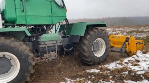 Трактор ХТЗ Т150 с финским ротоватором MERICRUSHER MJS на восстановлении залежных земель