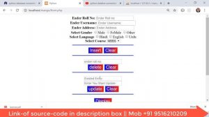 Python Database Using HTML- and Python(Backend) Login| Register|Insert|Delete|Update|Search|Display