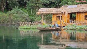 Fishing girl, living alone on the lake.