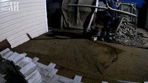 Продолжение укладки брусчатки.