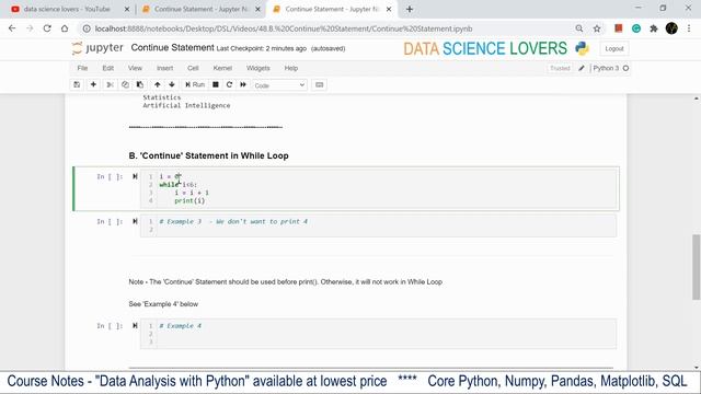Basic Python Tutorial - 23 B ... Continue Statement in Python | With Examples #python