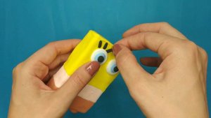 Making sponge Bob from plasticine. Губка боб из воздушного пластилина 🤩