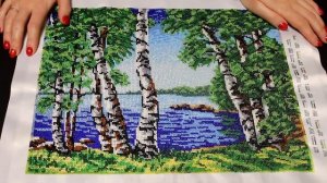 Картина бисером "Берёзки" - полная зашивка - шикарный результат!