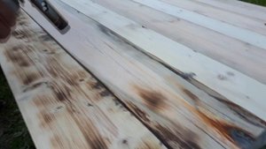 Обжиг и покрытие маслом стола // Firing and oiling the table
