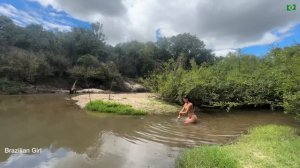 4k - Brazilian Girl - WILD LIFE - Fishing e cooking in jungle - ASMR - Bathing in river #asmr #girl