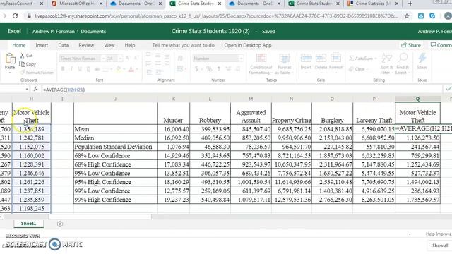 Crime Statistics Excel Video
