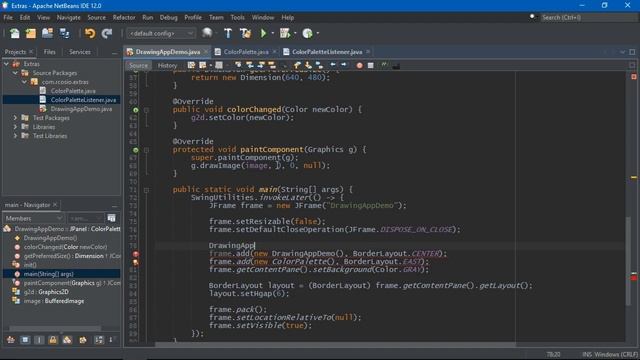 Java: Cómo implementar una paleta de colores al programa para dibujar. смотреть онлайн