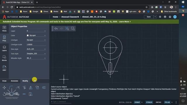 Example 13 - A: AutoCAD On PC VS Online AutoCAD (Part 2) رسمه كامله ع الاوتوكاد أونلاين смотреть онлайн