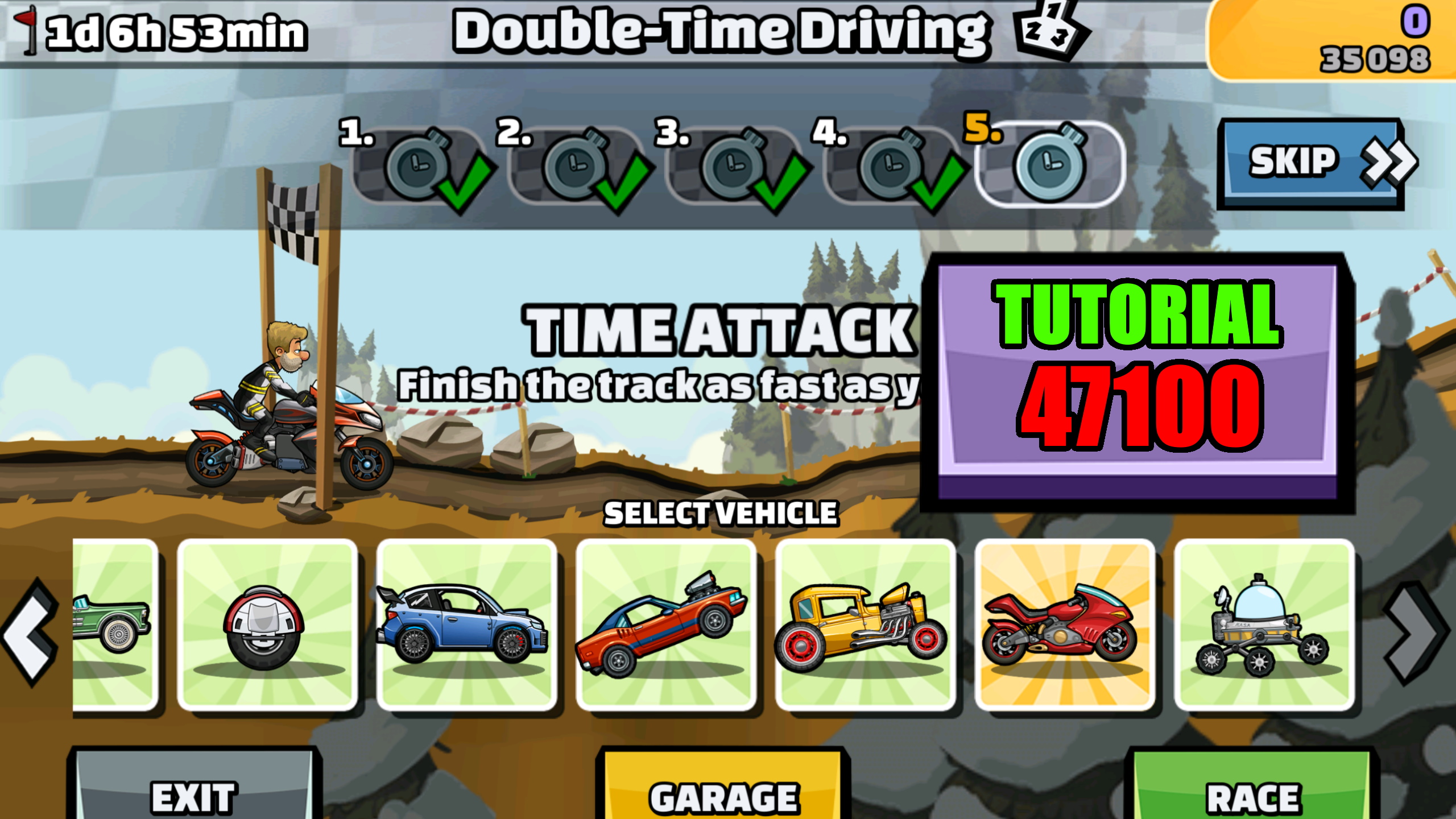 Hill Climb Racing 2 - ? 47100 Tutorial ? (Double-Time Driving)