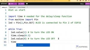 ESP32 Simulator - MicroPython ? LED Blink Example | Wokwi | - The new Embedded systems Simulator ✨