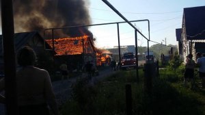 Сильный пожар в Пашино Новосибирск