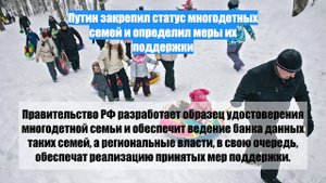 Путин закрепил статус многодетных семей и определил меры их поддержки