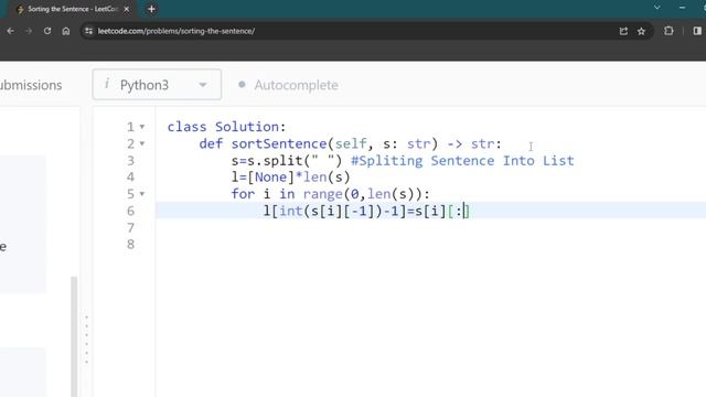 Sorting the Sentence leetcode|| Sort the Sentence Python. #python ||#leetcode ||#leetcodesolutions