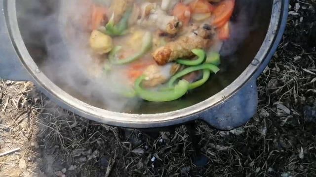 КУРИНАЯ ГОЛЕНЬ В КАЗАНЕ НА КОСТРЕ смотреть онлайн