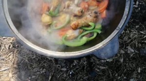 КУРИНАЯ ГОЛЕНЬ В КАЗАНЕ НА КОСТРЕ