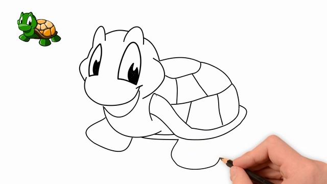 How to Draw a Cartoon Sea Turtle, draw animals смотреть онлайн