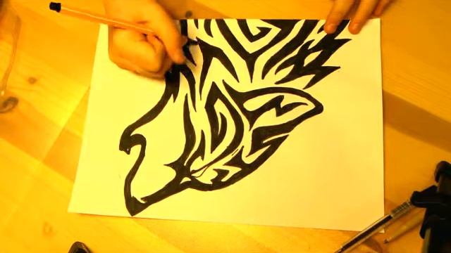 рисую черно-белый узор волк/ArinaSun смотреть онлайн