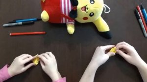 DIY! Оригами поделки из бумаги покемон Пикачу своими руками! Origami craft paper Pokemon Pikachu