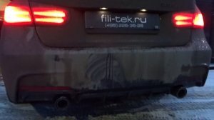 Красивый булькающий выхлоп на BMW 335 (насадки akrapovic)