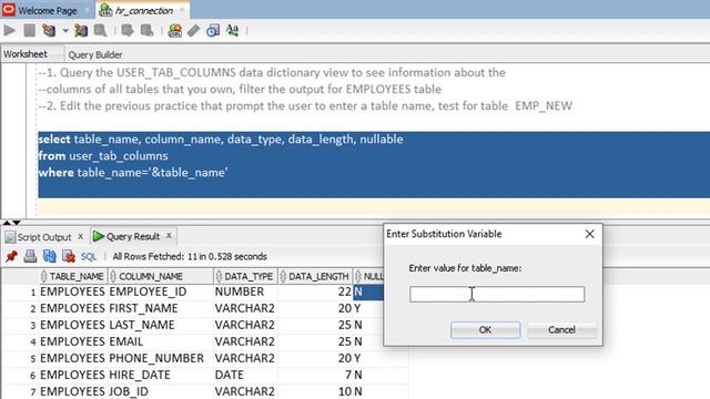 Oracle SQL Data Dictionary Views (Columns Information) Part II - Lesson 113