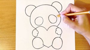 КАК ЛЕГКО НАРИСОВАТЬ ПАНДУ С СЕРДЕЧКОМ | Очень Простой Рисунок Милый Панда