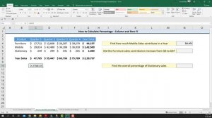 How to calculate Column and Row percentage using Excel