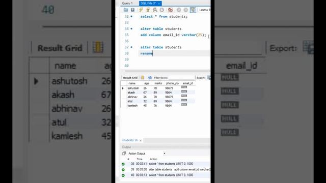 Alter statement in SQL - Changing Column Name