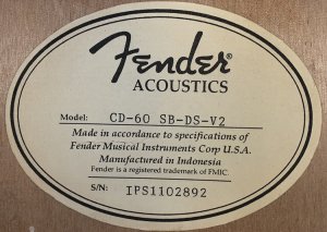 Гитара Fender CD-60 Sb - The lady in red.