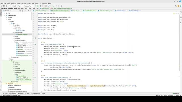 Util to check number of characters in text. Util for create java map. L39