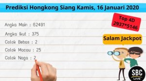 Prediksi Togel Jitu Hongkong Siang, Tgl 16 Januari 2020 by Mbah4D #prediksihksiang #togelhksiang